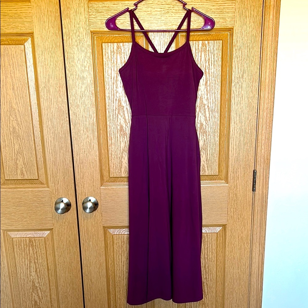 Pact Maroon Fit and Flare Midi Dress
